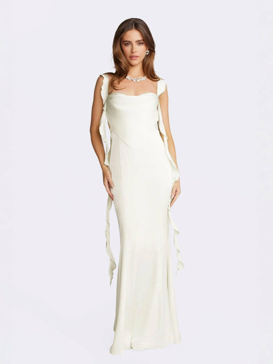 Nana Jacqueline Caroline Dress: White Maxi Dress for Rehearsal Dinner White