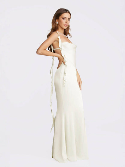 Nana Jacqueline Caroline Dress: White Maxi Dress for Rehearsal Dinner White