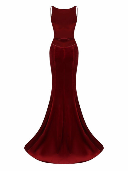 Nana Jacqueline Pauline Velvet Dress: Red Maxi Dress for Formal Wedding Guest Red