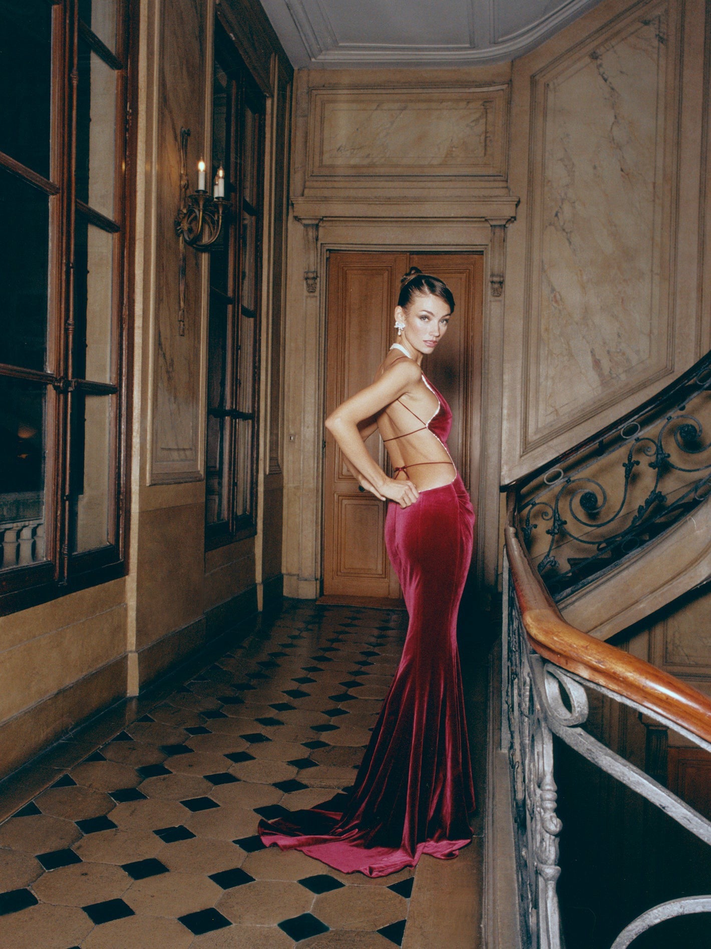 Nana Jacqueline Pauline Velvet Dress: Red Maxi Dress for Formal Wedding Guest Red