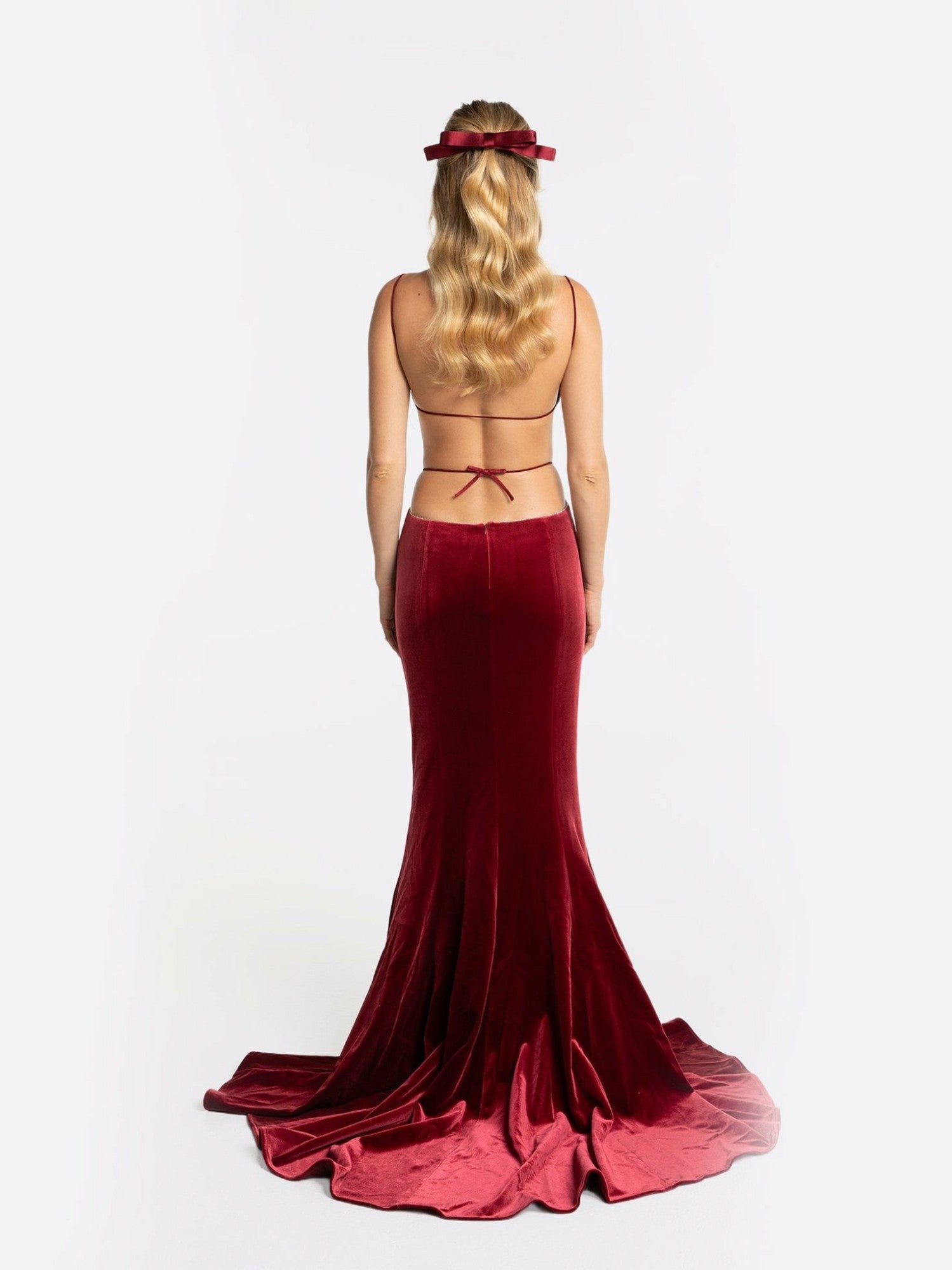 Nana Jacqueline Pauline Velvet Dress: Red Maxi Dress for Formal Wedding Guest Red