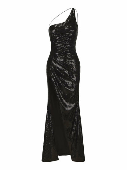Nana Jacqueline Yasmine Sequin Dress: Black Maxi Dress for Cocktail Party Black