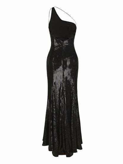 Nana Jacqueline Yasmine Sequin Dress: Black Maxi Dress for Cocktail Party Black