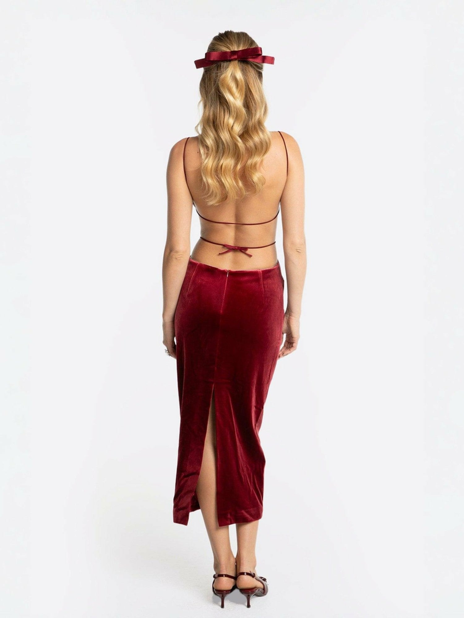 Nana Jacqueline Cristina Dress: Red Midi Dress for Cocktail Party Red