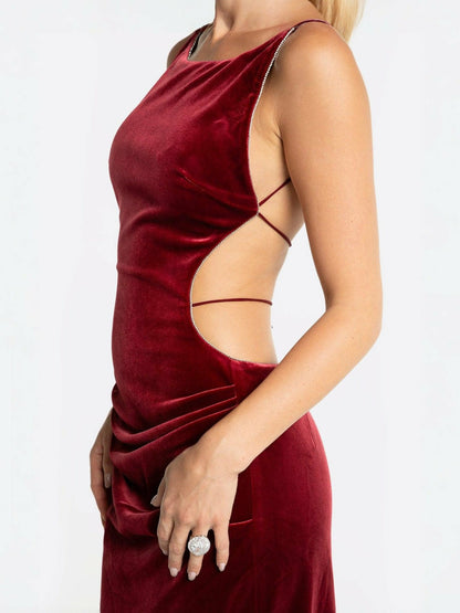 Nana Jacqueline Cristina Dress: Red Midi Dress for Cocktail Party Red