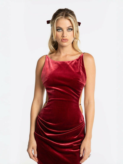 Nana Jacqueline Cristina Dress: Red Midi Dress for Cocktail Party Red