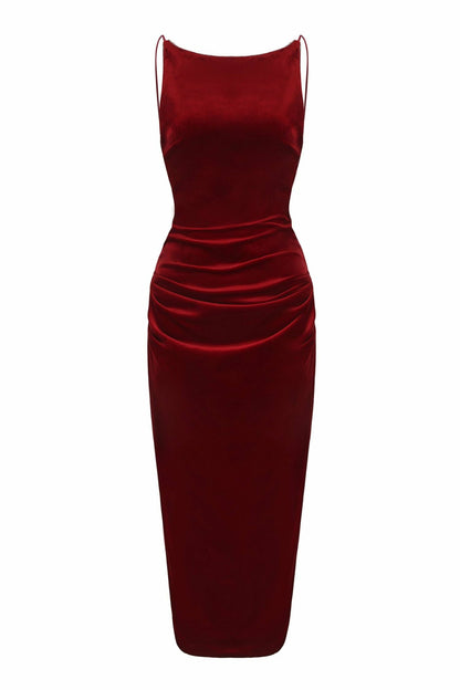 Nana Jacqueline Cristina Dress: Red Midi Dress for Cocktail Party Red