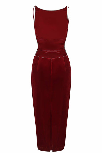 Nana Jacqueline Cristina Dress: Red Midi Dress for Cocktail Party Red