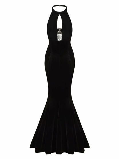 Nana Jacqueline Liliane Velvet Dress: Black Maxi Dress for Formal Event Black