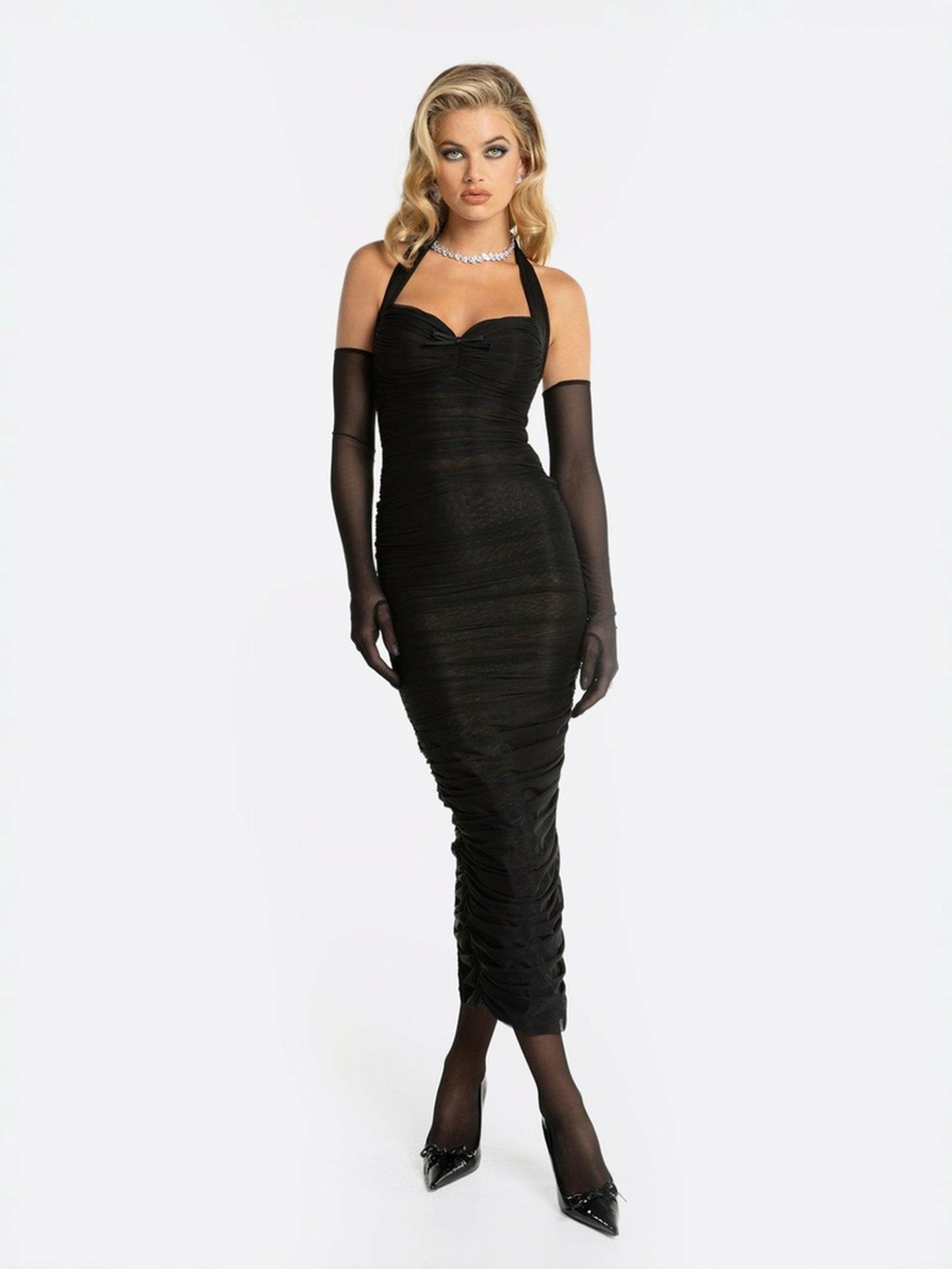 Nana Jacqueline Francesca Dress: Black Midi Dress for Cocktail Party Black