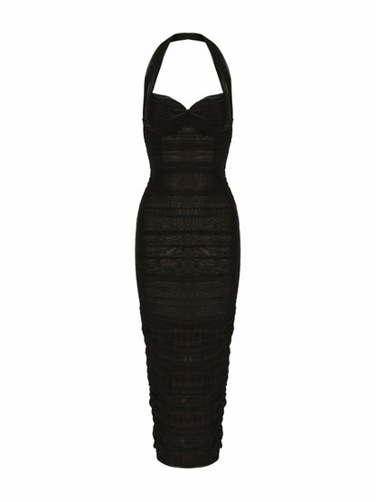 Nana Jacqueline Francesca Dress: Black Midi Dress for Cocktail Party Black