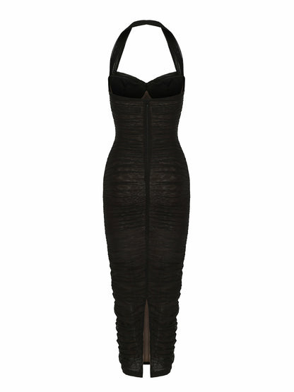 Nana Jacqueline Francesca Dress: Black Midi Dress for Cocktail Party Black