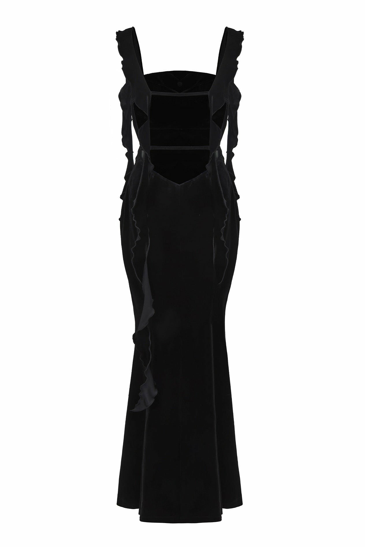 Nana Jacqueline Caroline Velvet Dress: Black Maxi Dress for Cocktail Party Black