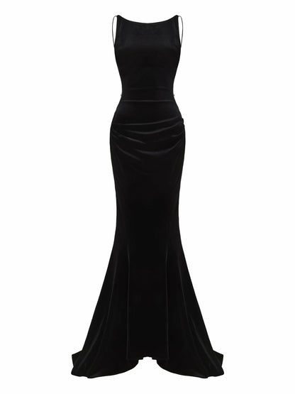 Nana Jacqueline Pauline Velvet Dress: Black Maxi Dress for Formal Events Black