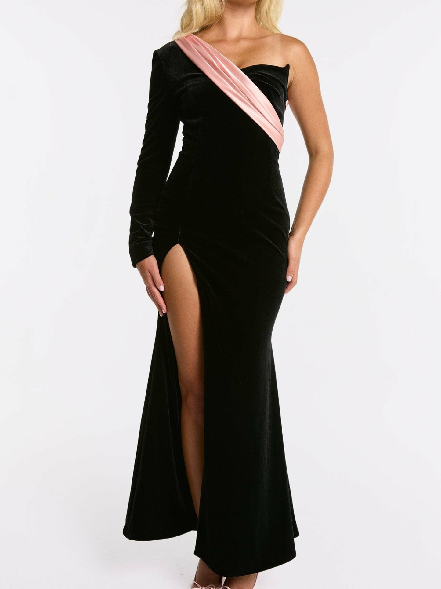Nana Jacqueline Bethany Velvet Dress: Black Maxi Dress for Formal Wedding Guest Black