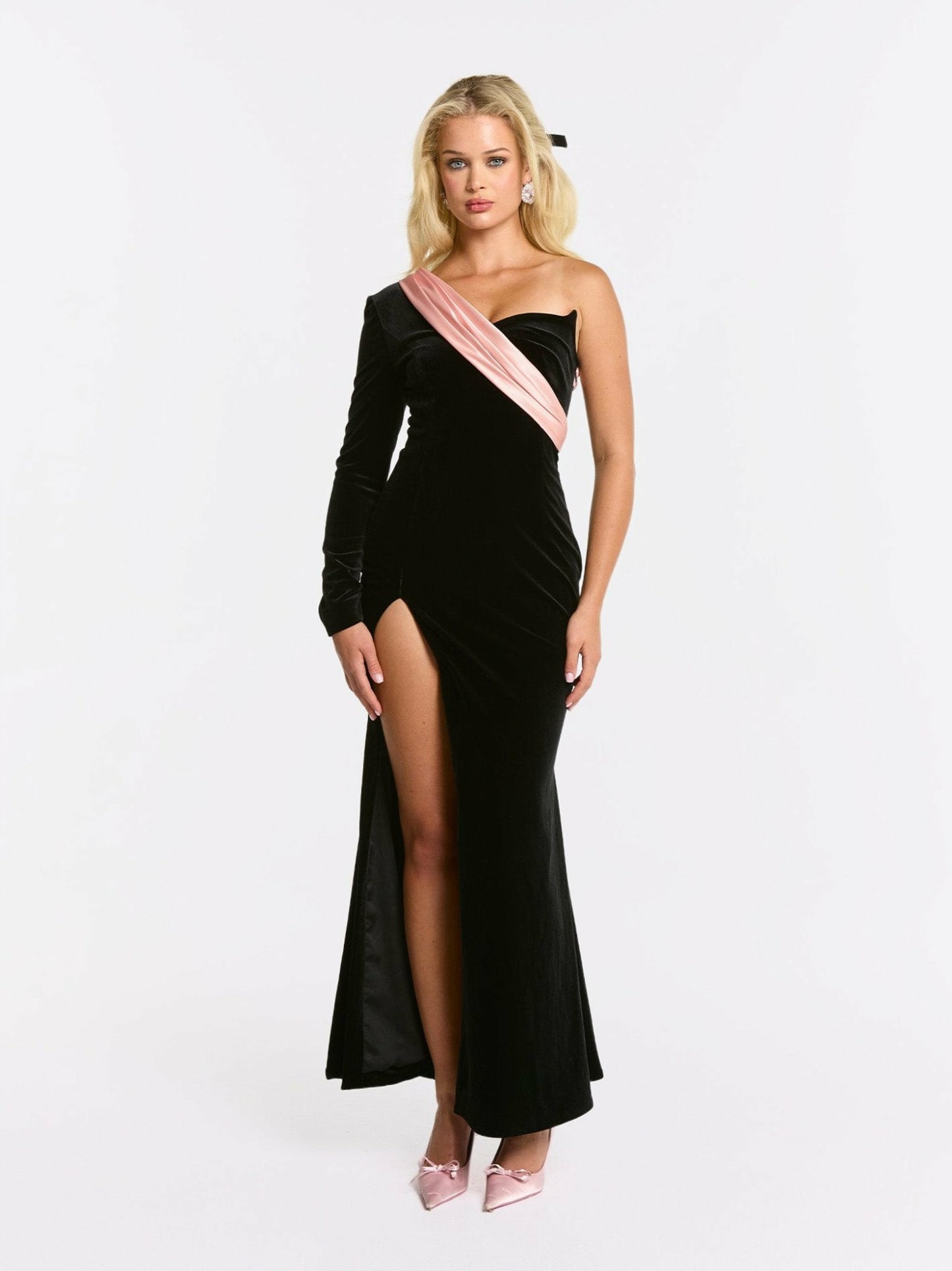Nana Jacqueline Bethany Velvet Dress: Black Maxi Dress for Formal Wedding Guest Black