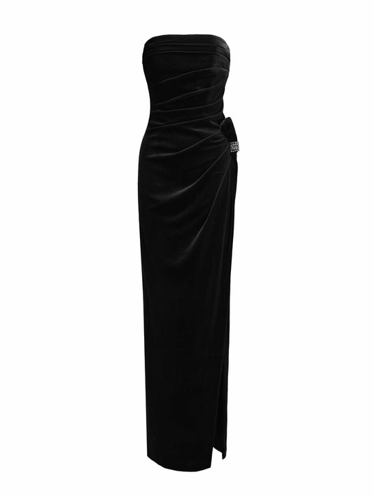 Nana Jacqueline Emma Velvet Dress: Black Maxi Dress for Cocktail Party Black