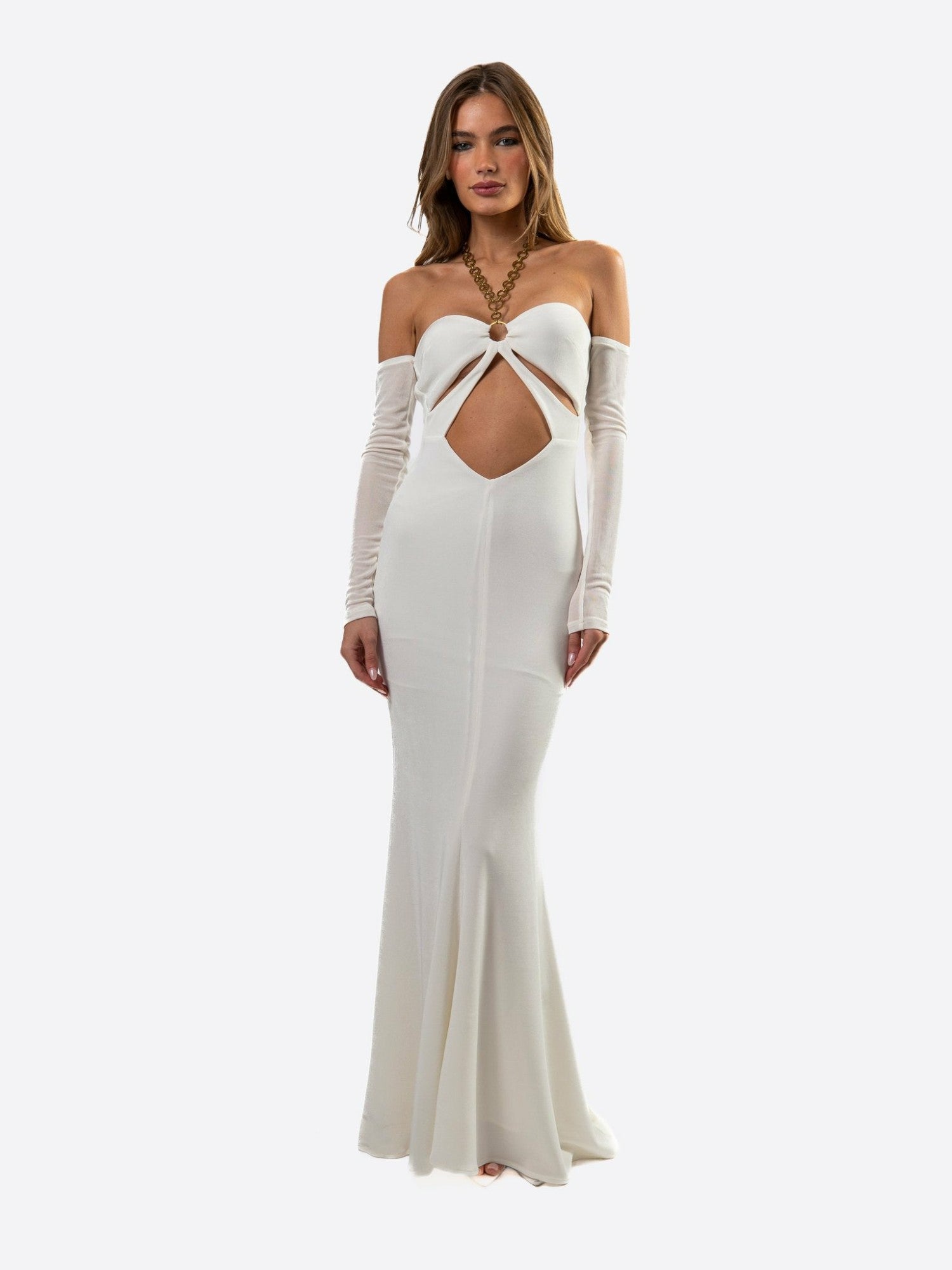 Nana Jacqueline Aviana Dress: White Maxi Dress for Wedding After-Party White