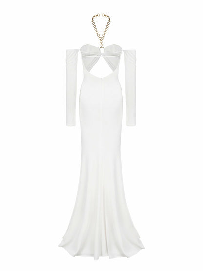 Nana Jacqueline Aviana Dress: White Maxi Dress for Wedding After-Party White