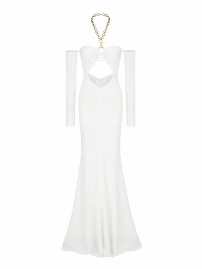 Nana Jacqueline Aviana Dress: White Maxi Dress for Wedding After-Party White