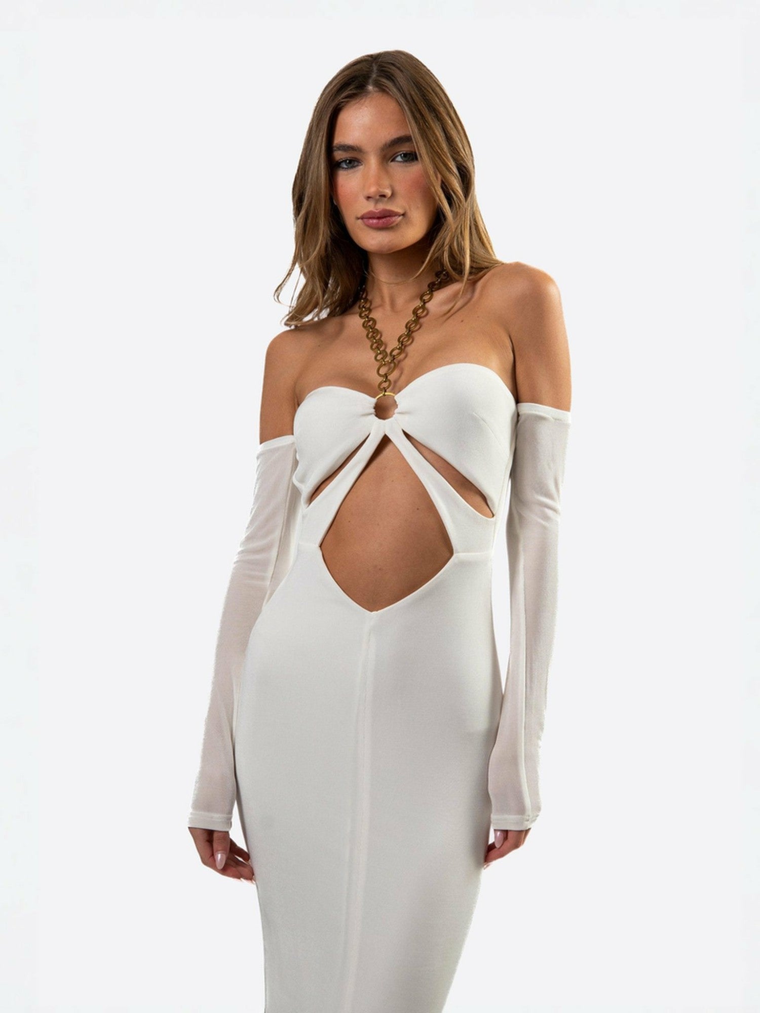 Nana Jacqueline Aviana Dress: White Maxi Dress for Wedding After-Party White