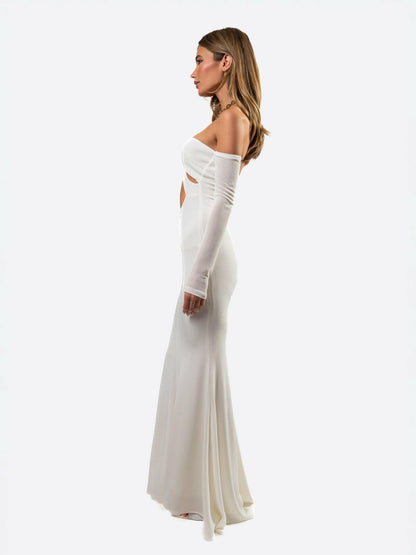 Nana Jacqueline Aviana Dress: White Maxi Dress for Wedding After-Party White