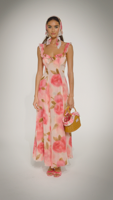 Nana Jacqueline Evie Dress: Pink Maxi Dress for Garden Wedding Guest Pink