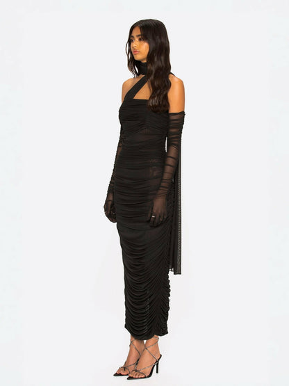 Nana Jacqueline Gia Dress: Black Maxi Dress for Formal Wedding Guest Black