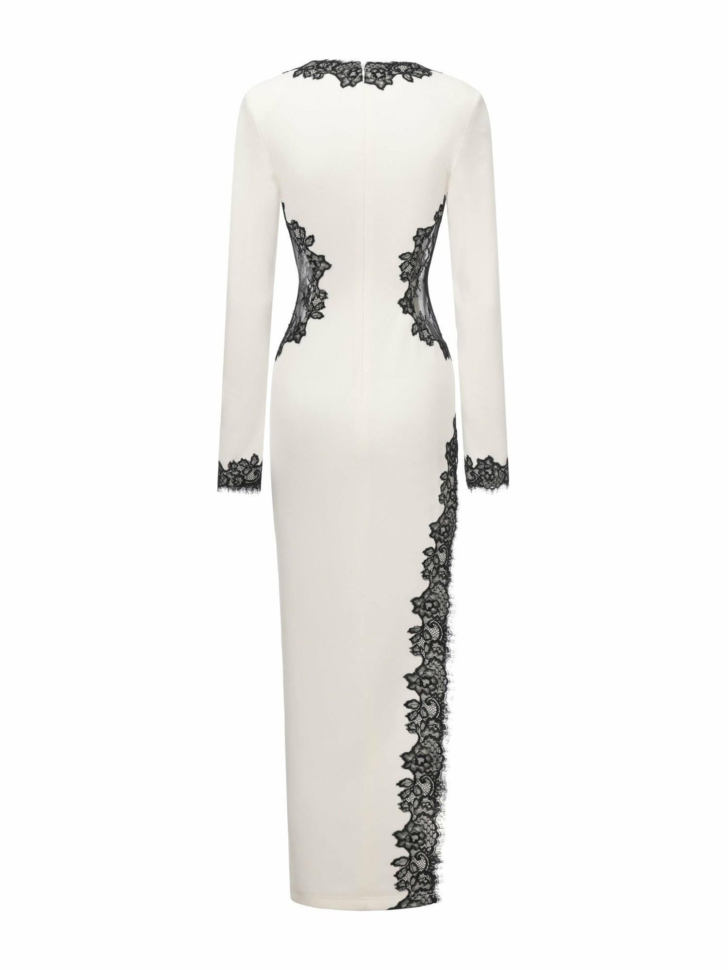 Nana Jacqueline Adriana Lace Trim High-Slit Ivory Maxi Dress White