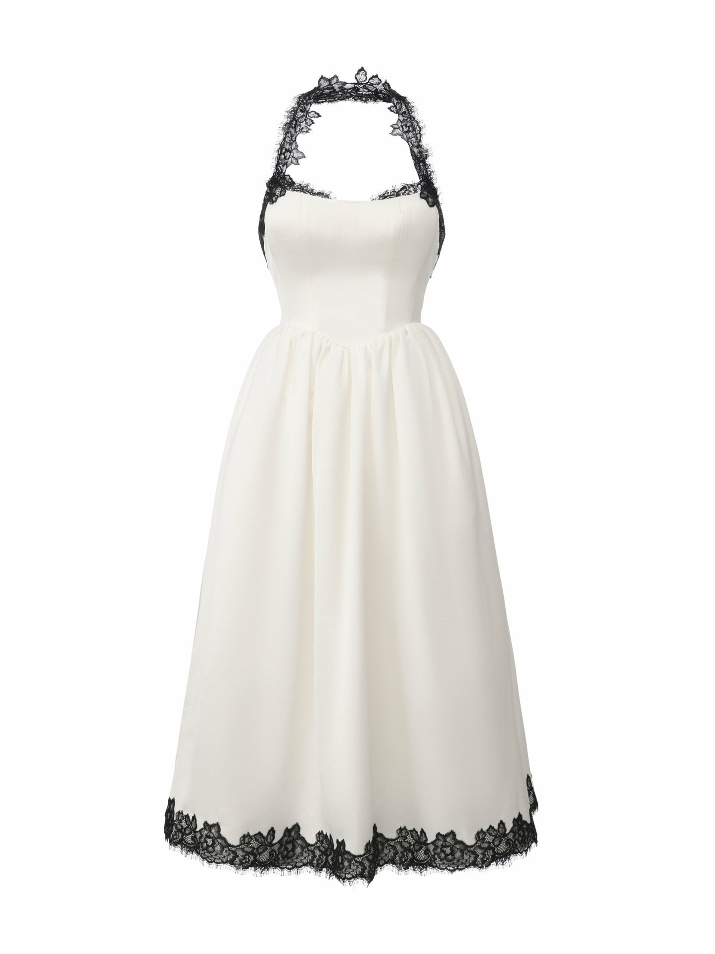 Nana Jacqueline Chantal Lace Halter Ivory Acetate Maxi Dress White