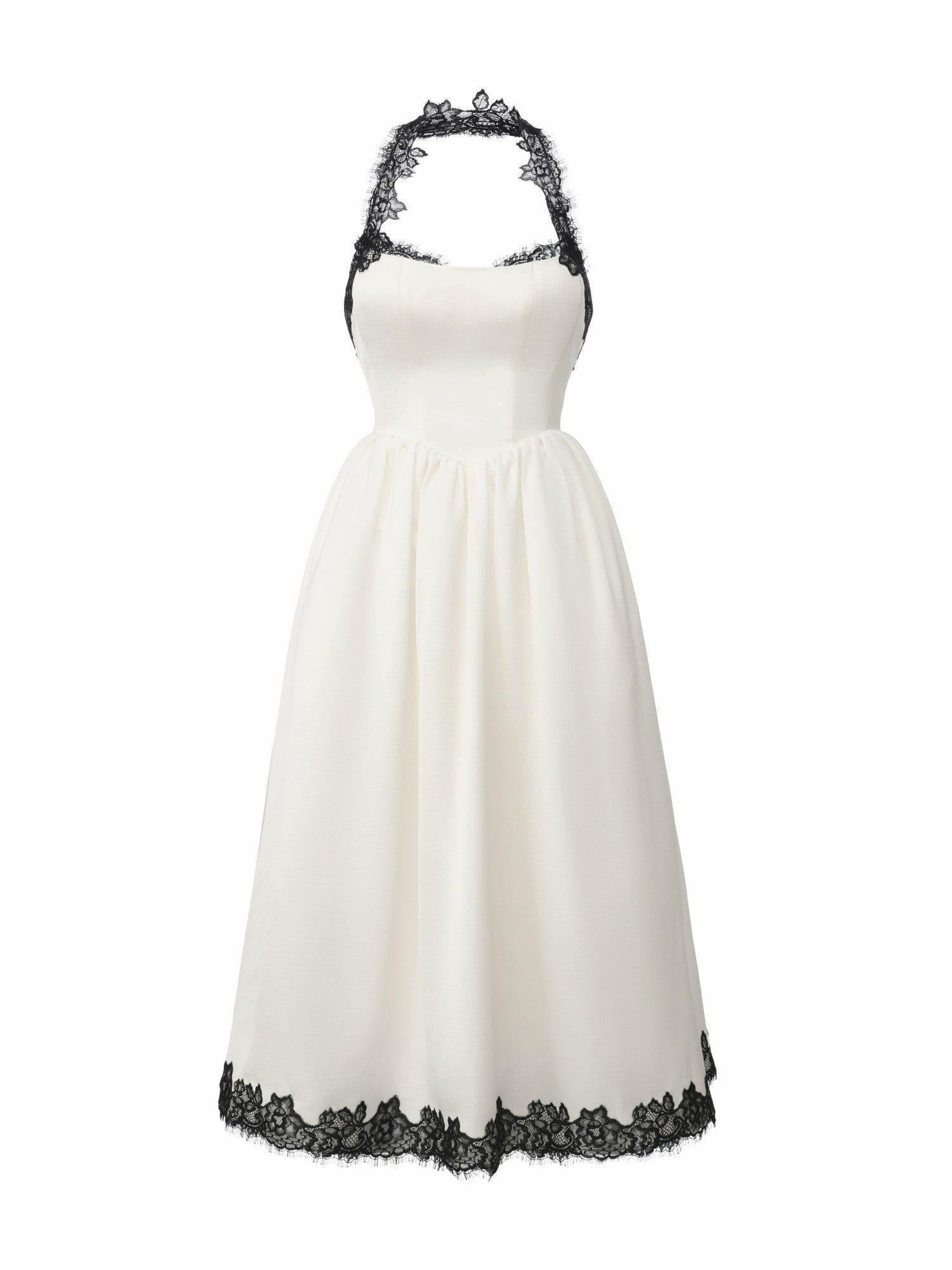Nana Jacqueline Chantal Lace Halter Ivory Acetate Maxi Dress White