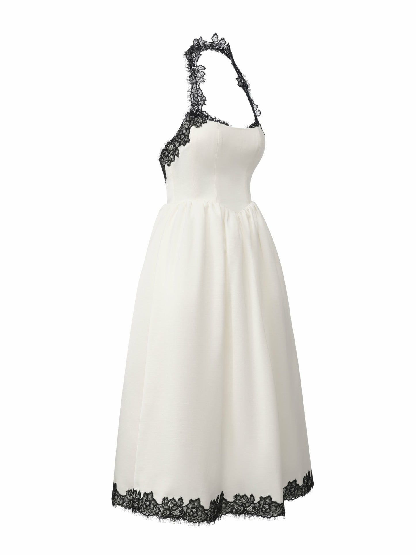 Nana Jacqueline Chantal Lace Halter Ivory Acetate Maxi Dress White