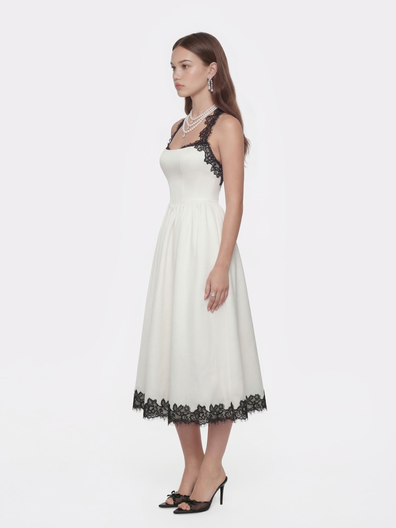 Nana Jacqueline Chantal Lace Halter Ivory Acetate Maxi Dress White