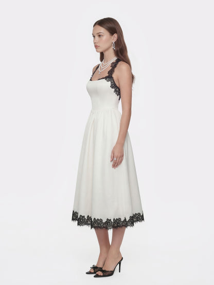 Nana Jacqueline Chantal Lace Halter Ivory Acetate Maxi Dress White