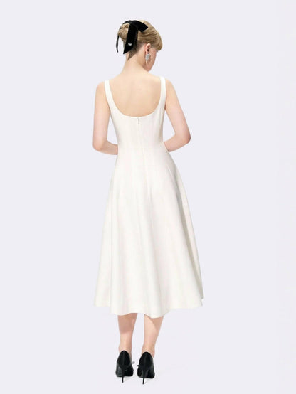 Nana Jacqueline Josephine Dress: White Midi Dress for Bridal Shower White