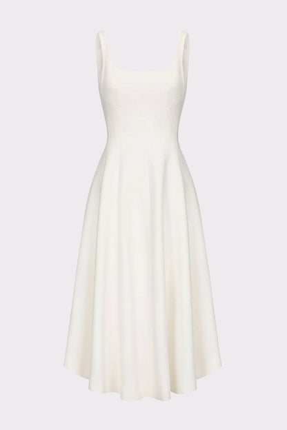 Nana Jacqueline Josephine Dress: White Midi Dress for Bridal Shower White