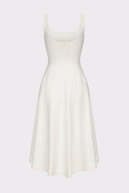 Nana Jacqueline Josephine Dress: White Midi Dress for Bridal Shower White