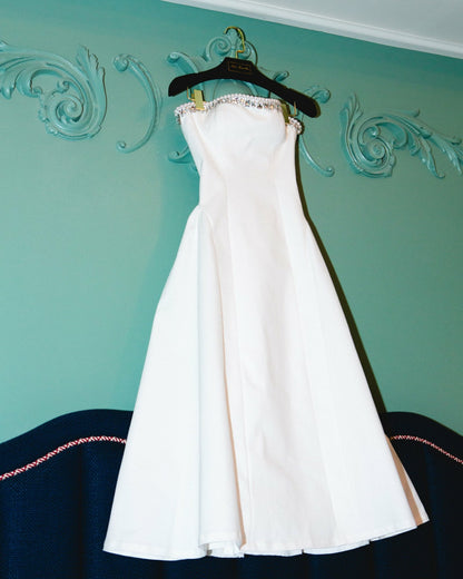 Nana Jacqueline Nicolette Dress: White Midi Dress for Bridal Shower White