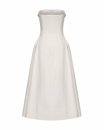 Nana Jacqueline Nicolette Dress: White Midi Dress for Bridal Shower White