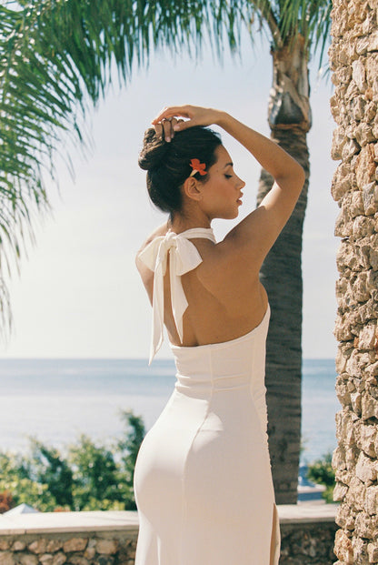 Nana Jacqueline Eliana Dress: White Midi Dress for Rehearsal Dinner White