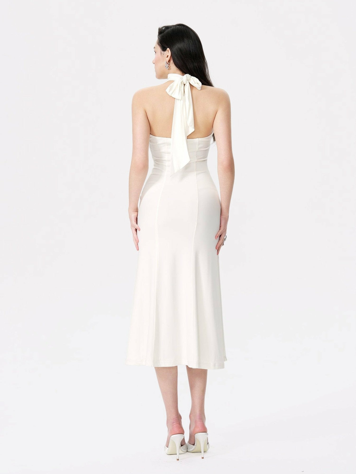 Nana Jacqueline Eliana Dress: White Midi Dress for Rehearsal Dinner White