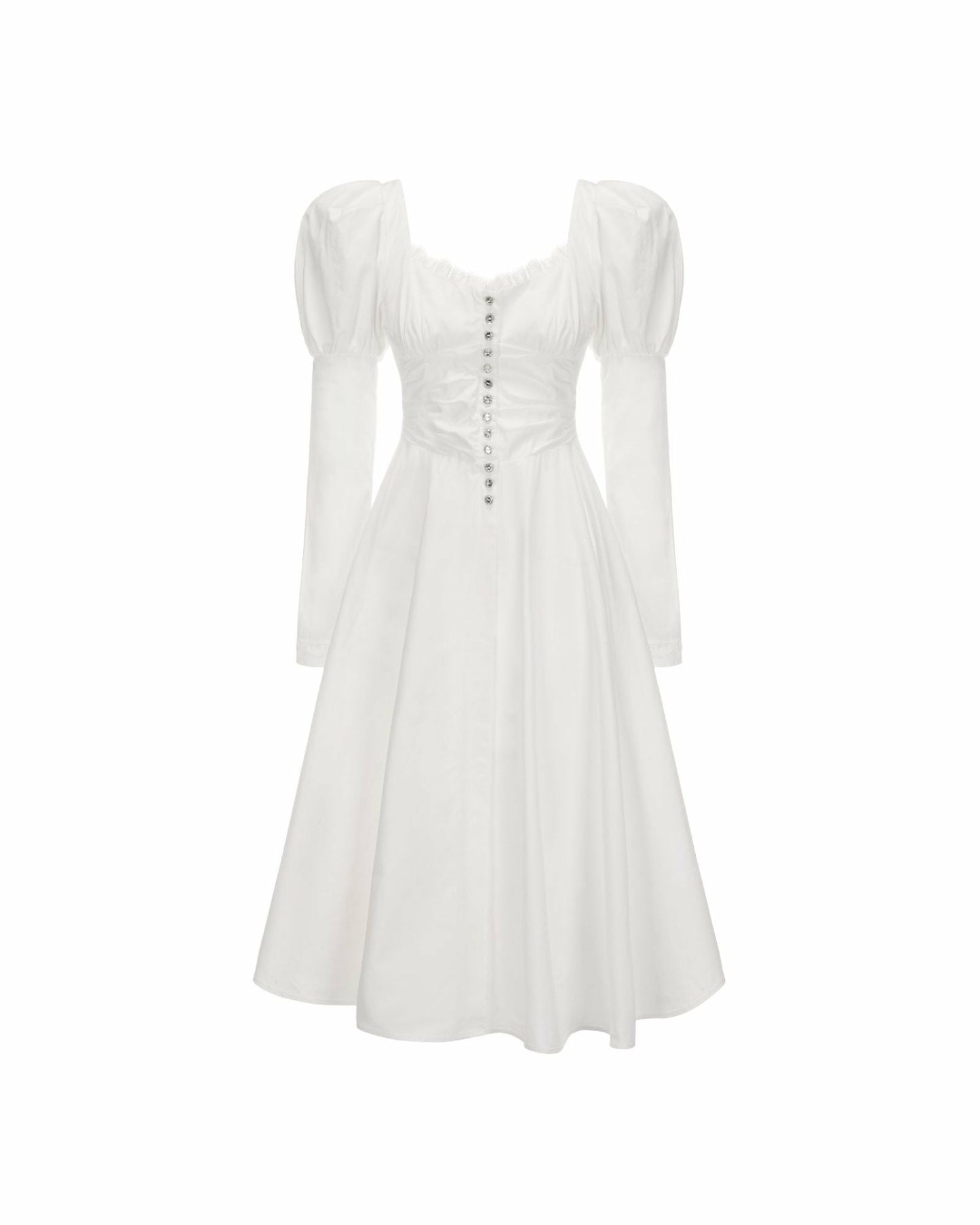 Nana Jacqueline Livia Dress: White Midi Dress for Bridal Shower White