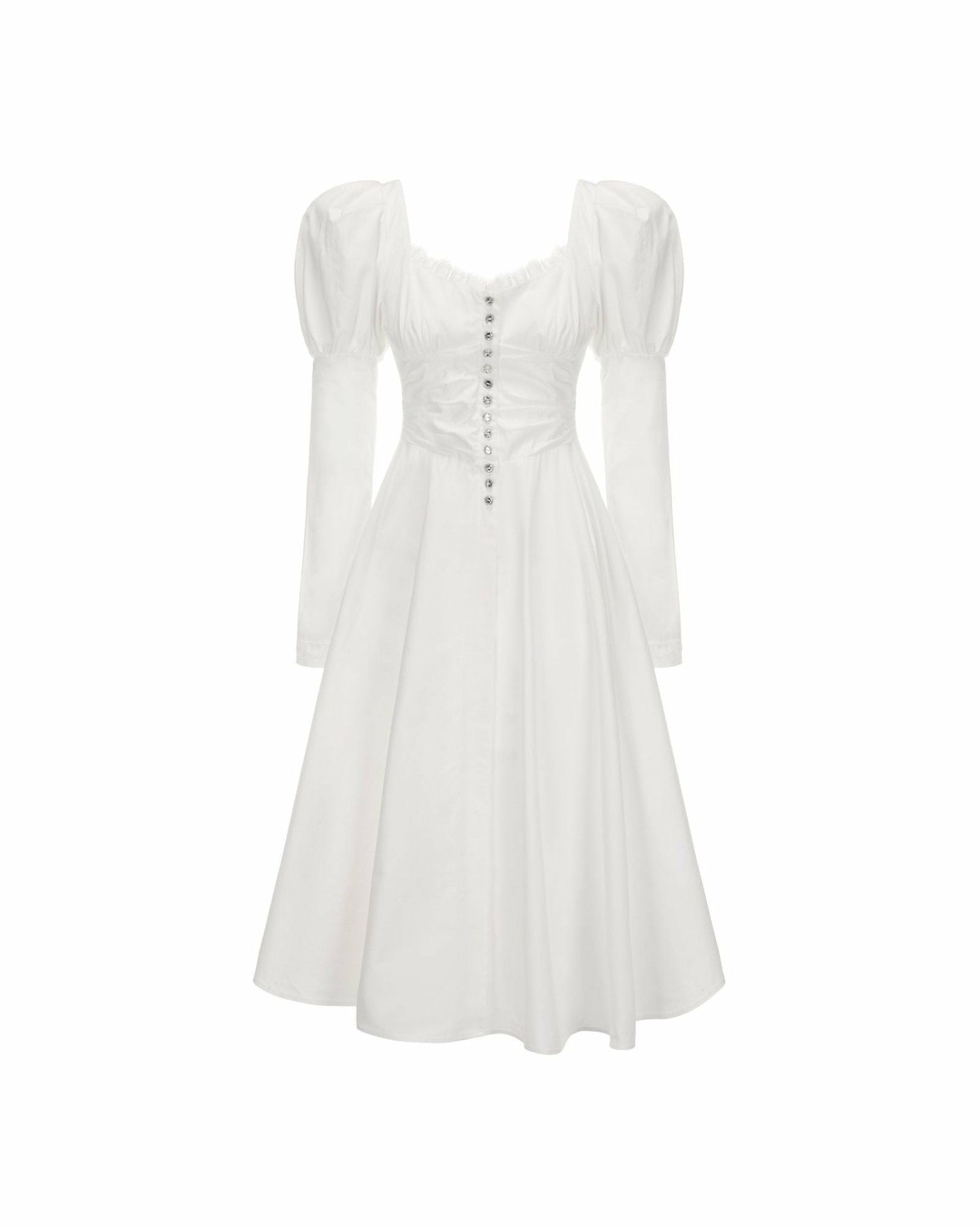 Nana Jacqueline Livia Dress: White Midi Dress for Bridal Shower White