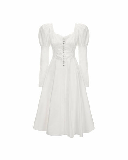 Nana Jacqueline Livia Dress: White Midi Dress for Bridal Shower White