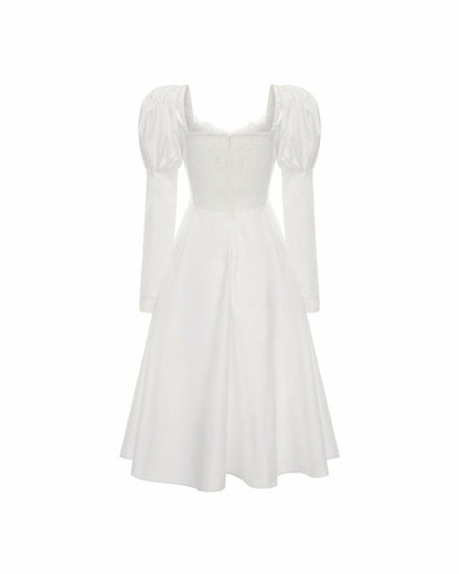 Nana Jacqueline Livia Dress: White Midi Dress for Bridal Shower White