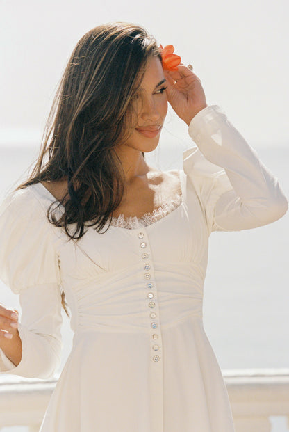 Nana Jacqueline Livia Dress: White Midi Dress for Bridal Shower White