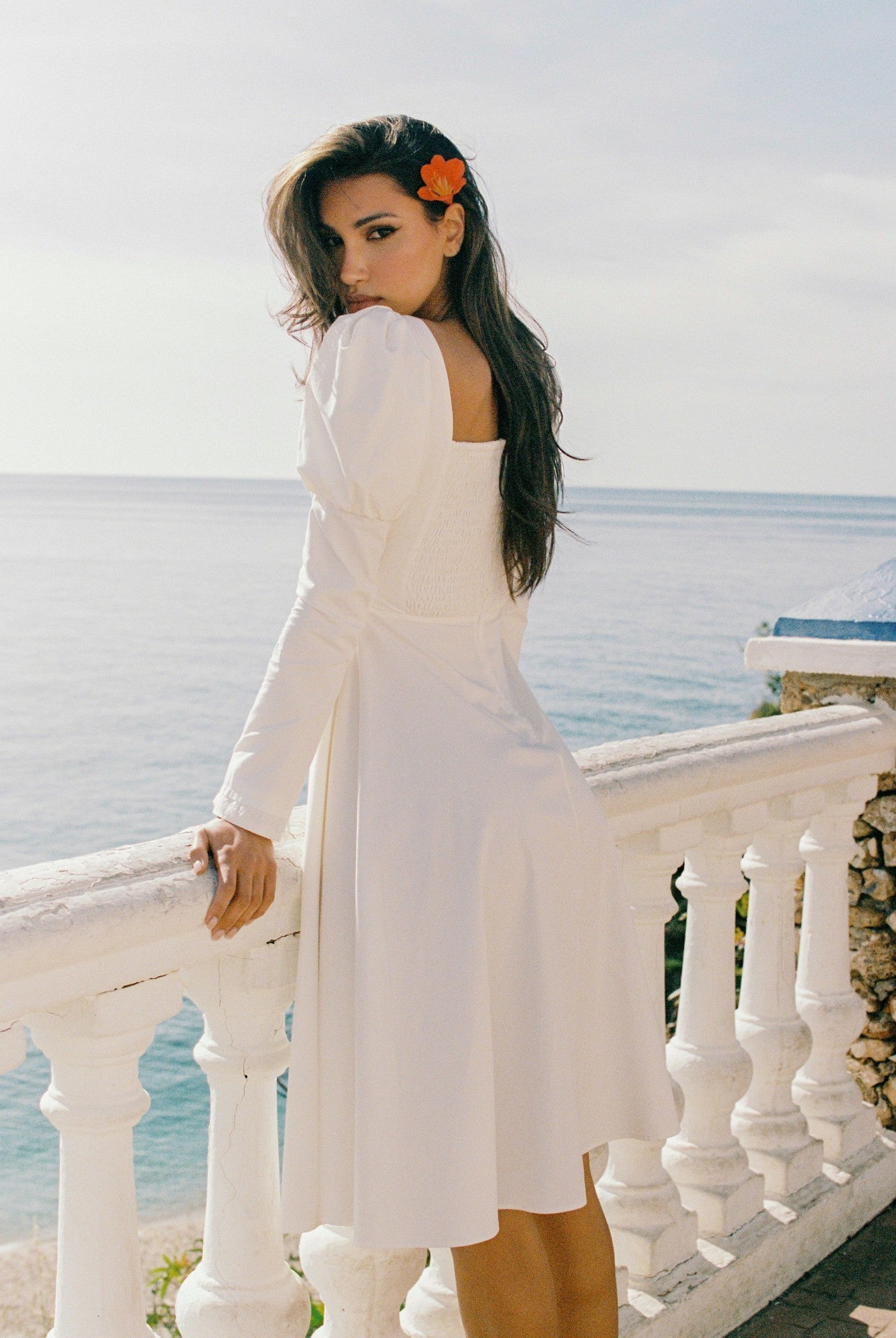 Nana Jacqueline Livia Dress: White Midi Dress for Bridal Shower White