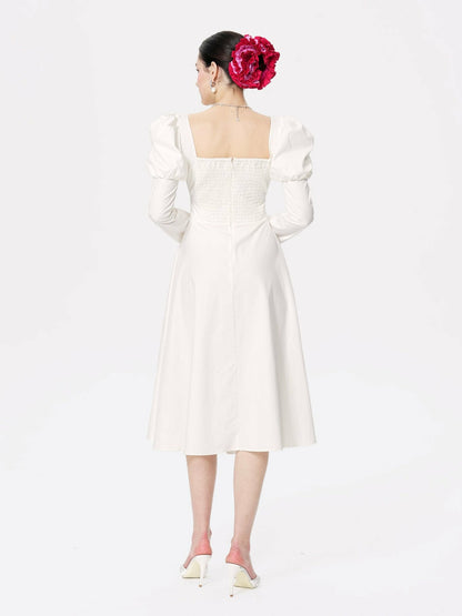 Nana Jacqueline Livia Dress: White Midi Dress for Bridal Shower White