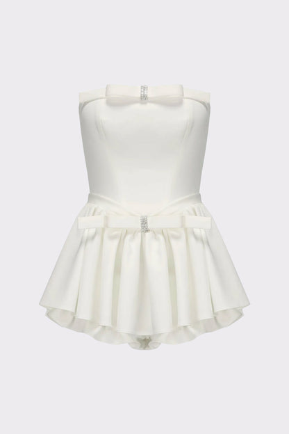 Nana Jacqueline Giselle Bow Jumpsuit: White Jumpsuit for Engagement Party White
