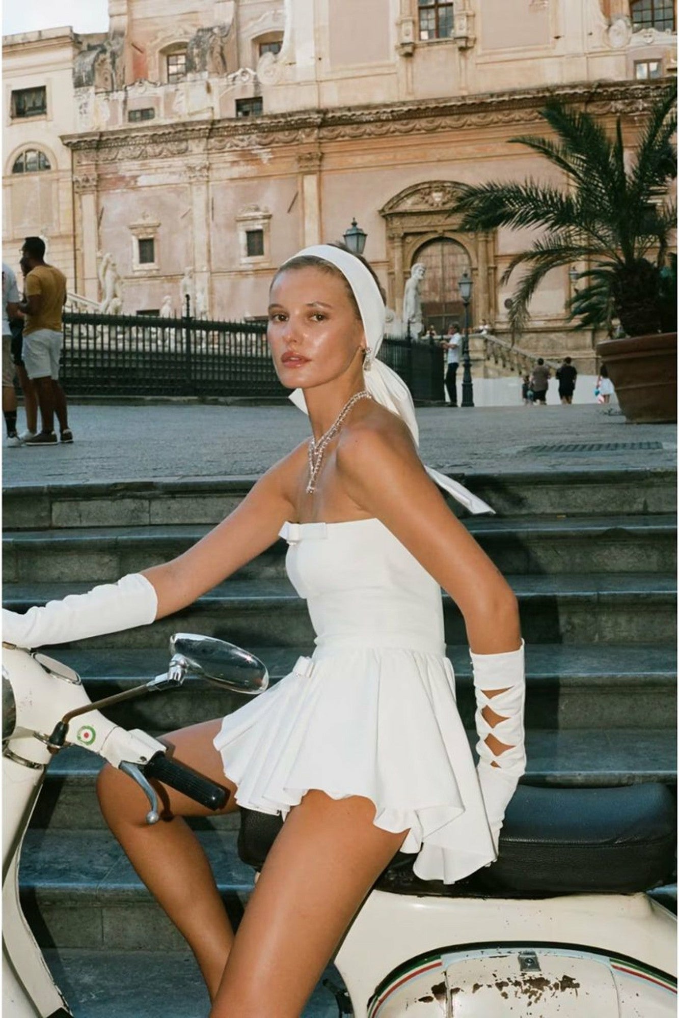 Nana Jacqueline Giselle Bow Jumpsuit: White Jumpsuit for Engagement Party White